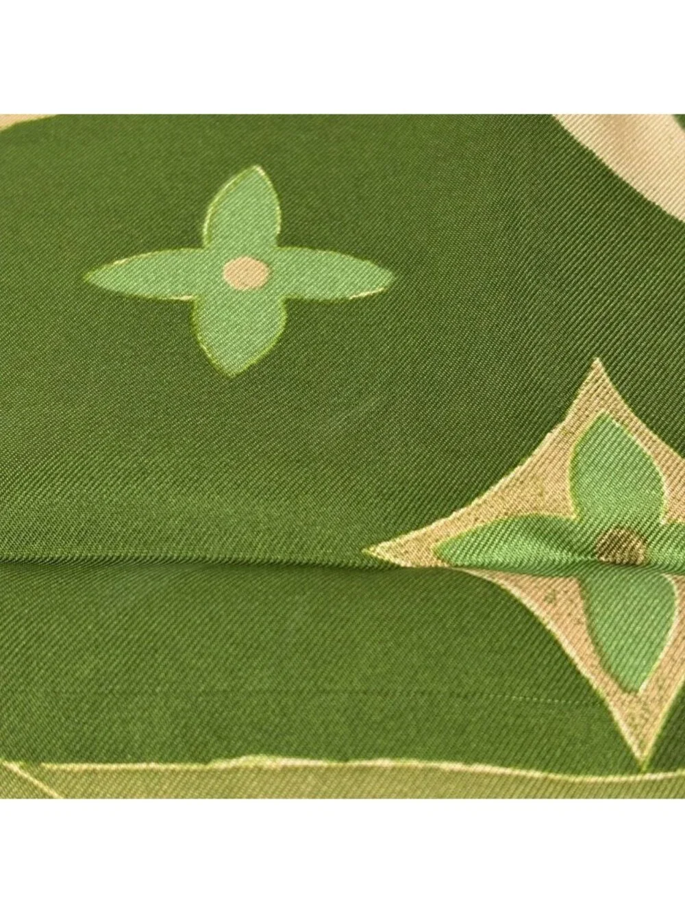 Louis Vuitton Scarf Monogram Silk Green Beige